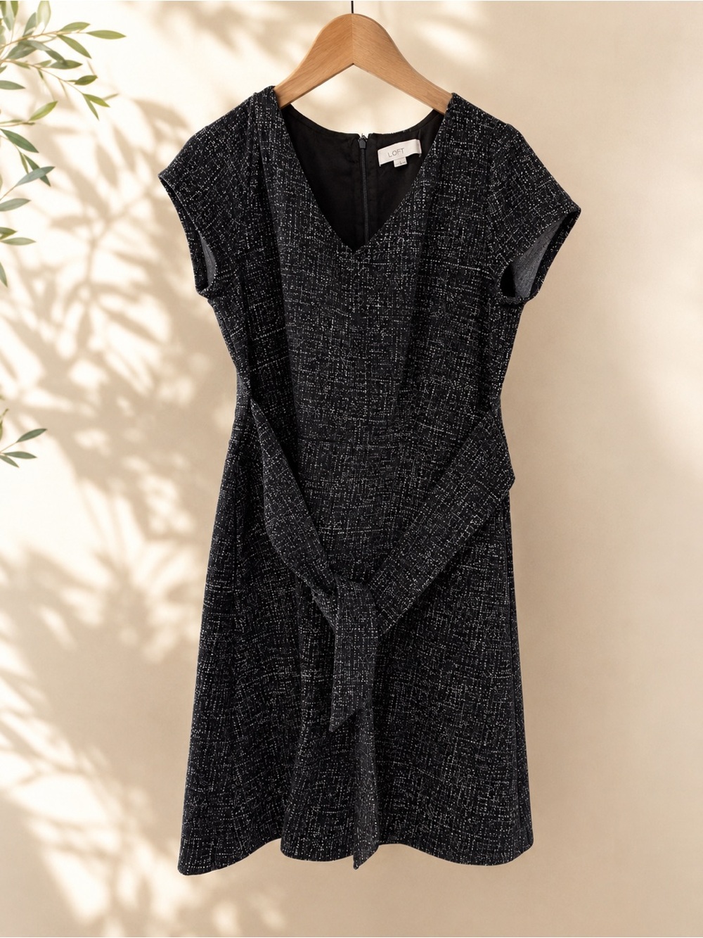 LOFT Textured Tweed Fit & Flare Dress | Size 12